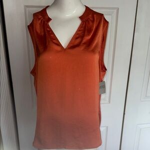 Satin Sleeveless Top in Orange